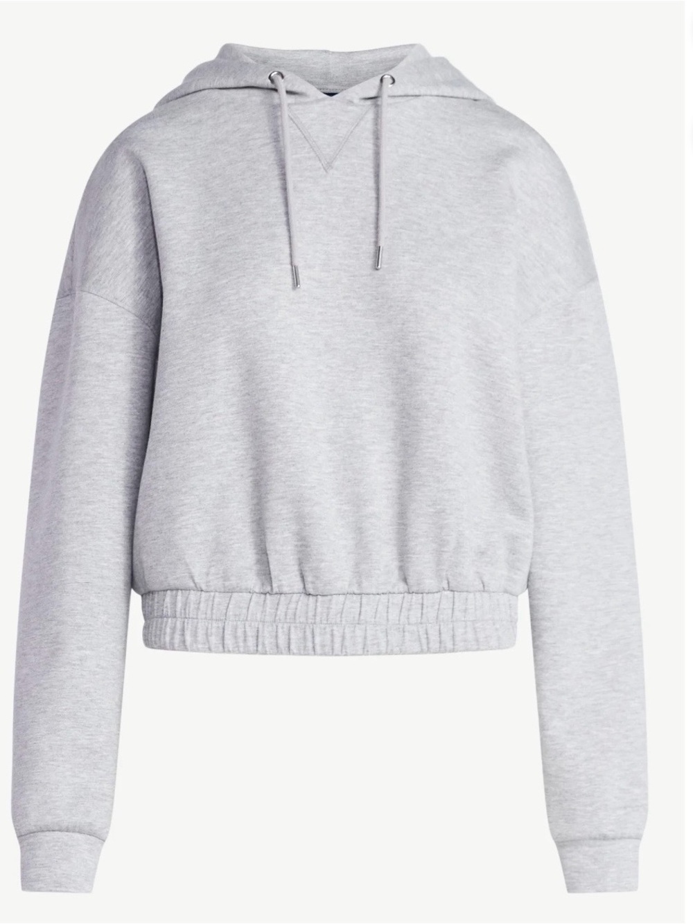 Women's Light Gray Elastic-Hem Cropped Hoodie